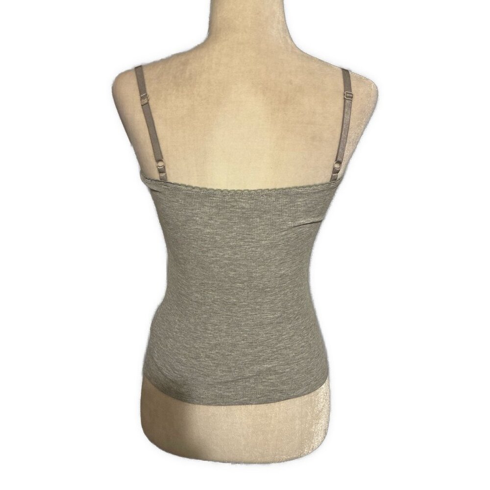 edikted Karlee gray ribbed rose Fitted cami Tank Top Xs - Picture 2 of 5